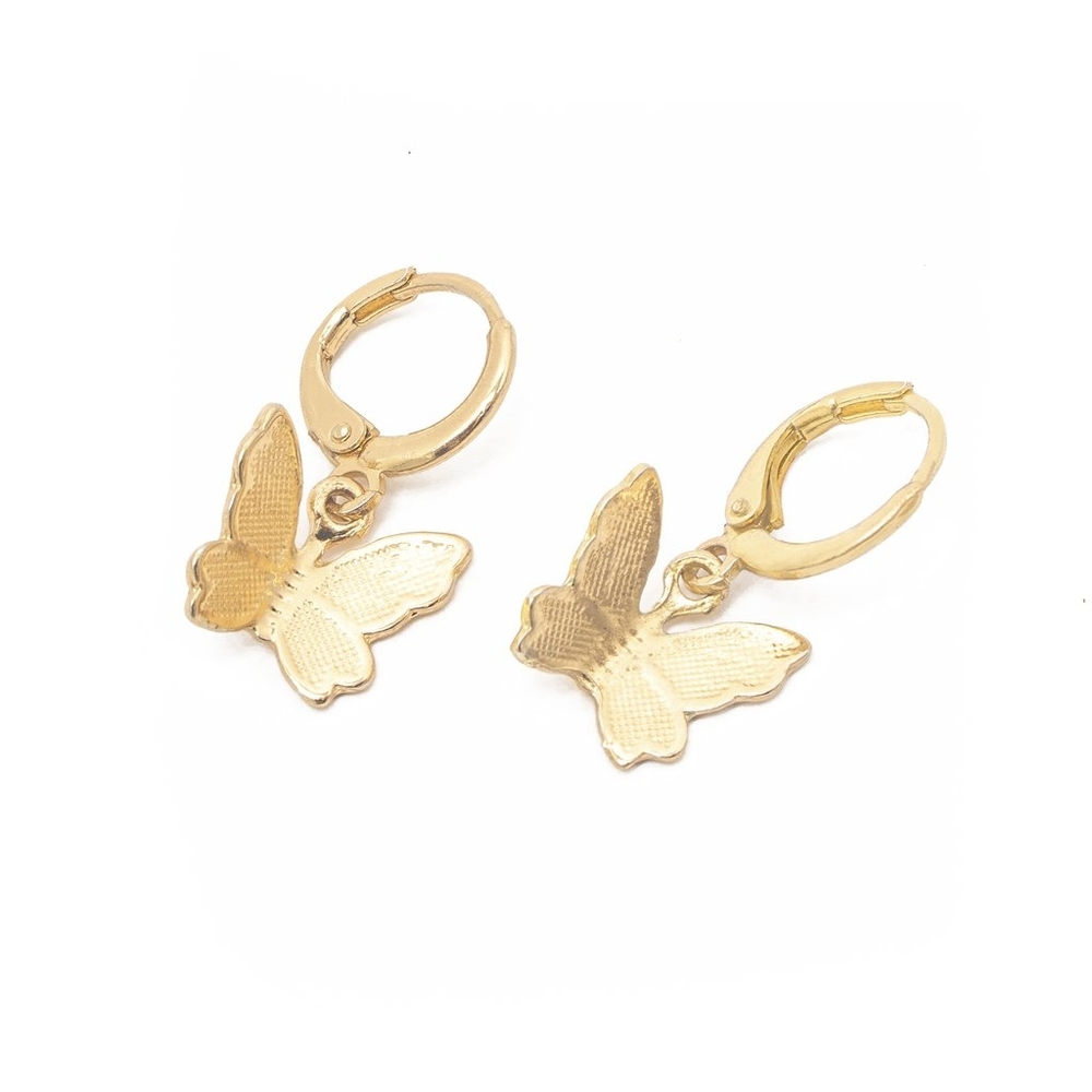 14k plated butterfly Huggies earrings